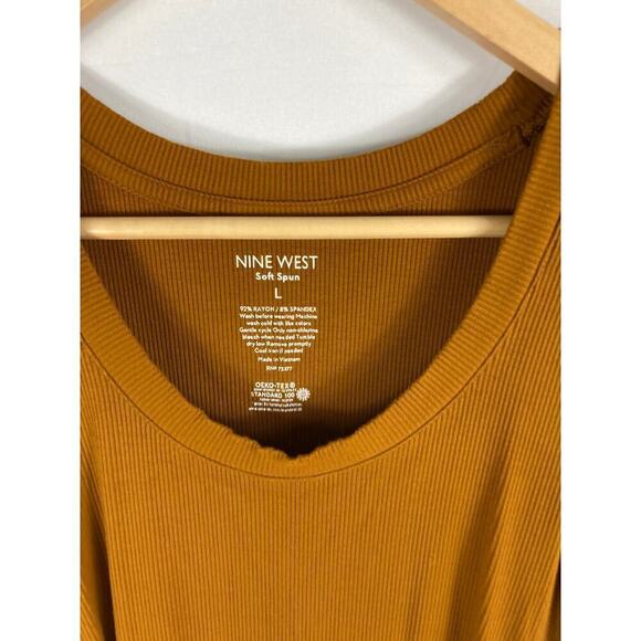 Nine West Soft Spun Dark Orange Brown Ribbed Tank Size Large - Picture 2 of 6